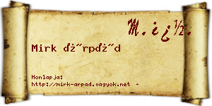 Mirk Árpád névjegykártya