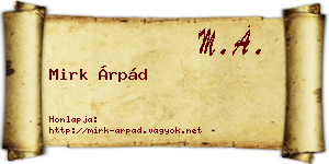 Mirk Árpád névjegykártya